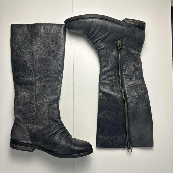 Zigi Soho “Mixer” Distressed Dark Grey Leather Tall Boots – Size 9 - Picture 2 of 13